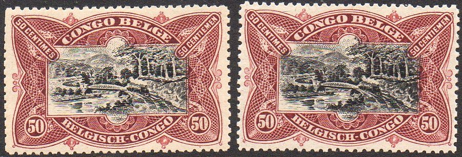 Belgian Congo Belge 50c Mols train on bridge